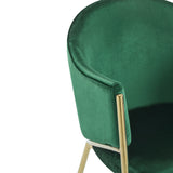 Velvet Dining Chairs with Gold Metal Frame, Set of 2