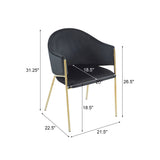 Velvet Dining Chairs with Gold Metal Frame, Set of 2