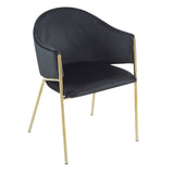 Velvet Dining Chairs with Gold Metal Frame, Set of 2