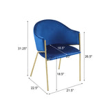 Velvet Dining Chairs with Gold Metal Frame, Set of 2