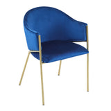 Velvet Dining Chairs with Gold Metal Frame, Set of 2