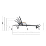Halload Outdoor Modern Gray Mesh Chaise Lounge