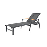 Halload Outdoor Modern Gray Mesh Chaise Lounge
