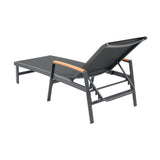 Halload Outdoor Modern Gray Mesh Chaise Lounge