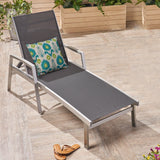 Halload Outdoor Modern Gray Mesh Chaise Lounge