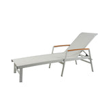 Halload Outdoor Modern Gray Mesh Chaise Lounge