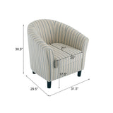 Striped Barrel Club Chair – Channel-Stitched Upholstery with Solid Wood Legs