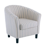 Striped Barrel Club Chair – Channel-Stitched Upholstery with Solid Wood Legs