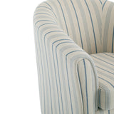Striped Barrel Club Chair – Channel-Stitched Upholstery with Solid Wood Legs