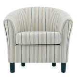 Striped Barrel Club Chair – Channel-Stitched Upholstery with Solid Wood Legs