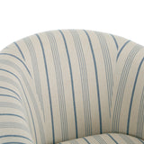 Striped Barrel Club Chair – Channel-Stitched Upholstery with Solid Wood Legs