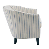 Striped Club Chair with Brass Stud Accents & Birch Wood Legs – Transitional Elegance