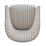 Striped Club Chair with Brass Stud Accents & Birch Wood Legs – Transitional Elegance