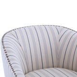 Striped Club Chair with Brass Stud Accents & Birch Wood Legs – Transitional Elegance