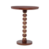 Handcrafted Solid Mango Wood Pedestal End Table – 17" Round