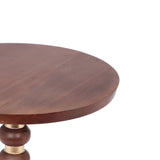 Handcrafted Solid Mango Wood Pedestal End Table – 17" Round