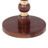Handcrafted Solid Mango Wood Pedestal End Table – 17" Round