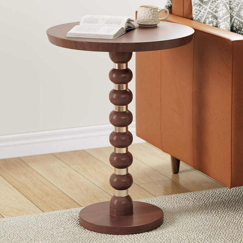 Handcrafted Solid Mango Wood Pedestal End Table – 17