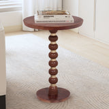 Handcrafted Solid Mango Wood Pedestal End Table – 17" Round