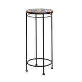 Salamande Outdoor Patio Plant Stands, Ceramic Tile, Iron, Set of 3
