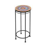 Salamande Outdoor Patio Plant Stands, Ceramic Tile, Iron, Set of 3