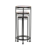 Salamande Outdoor Patio Plant Stands, Ceramic Tile, Iron, Set of 3