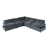 Modern Upholstered Sectional Sofa with Storage, Dark Grey