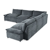 Modern Upholstered Sectional Sofa with Storage, Dark Grey
