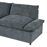 Modern Upholstered Sectional Sofa with Storage, Dark Grey