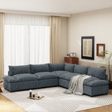 Modern Upholstered Sectional Sofa with Storage, Dark Grey