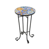 Outdoor Patio Round Side Table, Ceramic Tile