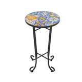 Outdoor Patio Round Side Table, Ceramic Tile