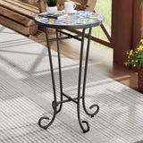 Outdoor Patio Round Side Table, Ceramic Tile