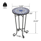 Outdoor Patio Round Side Table, Ceramic Tile