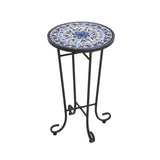 Outdoor Patio Round Side Table, Ceramic Tile