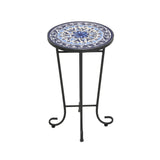 Outdoor Patio Round Side Table, Ceramic Tile