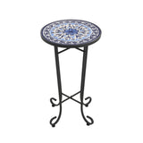Outdoor Patio Round Side Table, Ceramic Tile