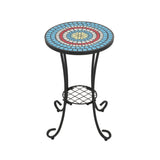 Outdoor Patio Floral Ceramic Side Table, Ceramic Tile