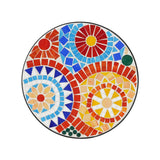 French Country Floral Tile Outdoor Side Table – 14" Round Ceramic Top