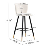 Modern Beige Upholstery Fabric Bar Stools with Footrest