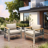 Steava Aluminum Outdoor Patio Club Chair with Beige Cushions
