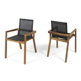 Outdoor Acacia Wood and Mesh Dining Chairs (Set of 2) - NH651503