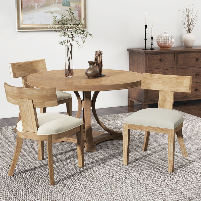 Modern Beige Dining Chairs Set of 2 – Upholstered Side Chairs with Rubberwood Frame for Kitchen or Dining Room