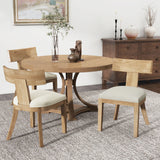 Modern Beige Dining Chairs Set of 2 – Upholstered Side Chairs with Rubberwood Frame for Kitchen or Dining Room