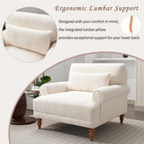 Large Vintage Lounge Chair w/ Circular Armrests, Lumbar Support & Roman Column Legs
