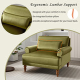 Large Vintage Lounge Chair w/ Circular Armrests, Lumbar Support & Roman Column Legs