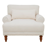 Large Vintage Lounge Chair w/ Circular Armrests, Lumbar Support & Roman Column Legs