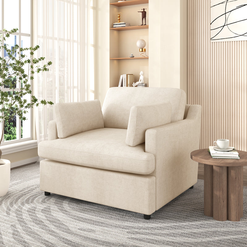 Oversized Lounge Chair w/ T-Shaped Cushion, Angled Armrests & Plush Armrest Pillows