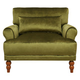 Large Vintage Lounge Chair w/ Circular Armrests, Lumbar Support & Roman Column Legs