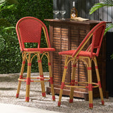 Outdoor French Wicker and Aluminum 29.5 Inch Barstools